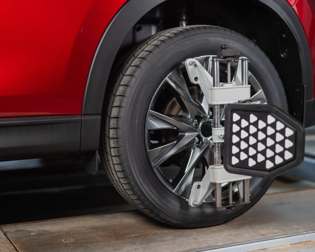 Alignment of a car at a repair shop