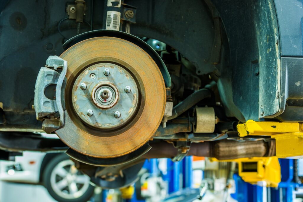 Brakes Being Services at a Repair Garage Brakes being services at a repair garage