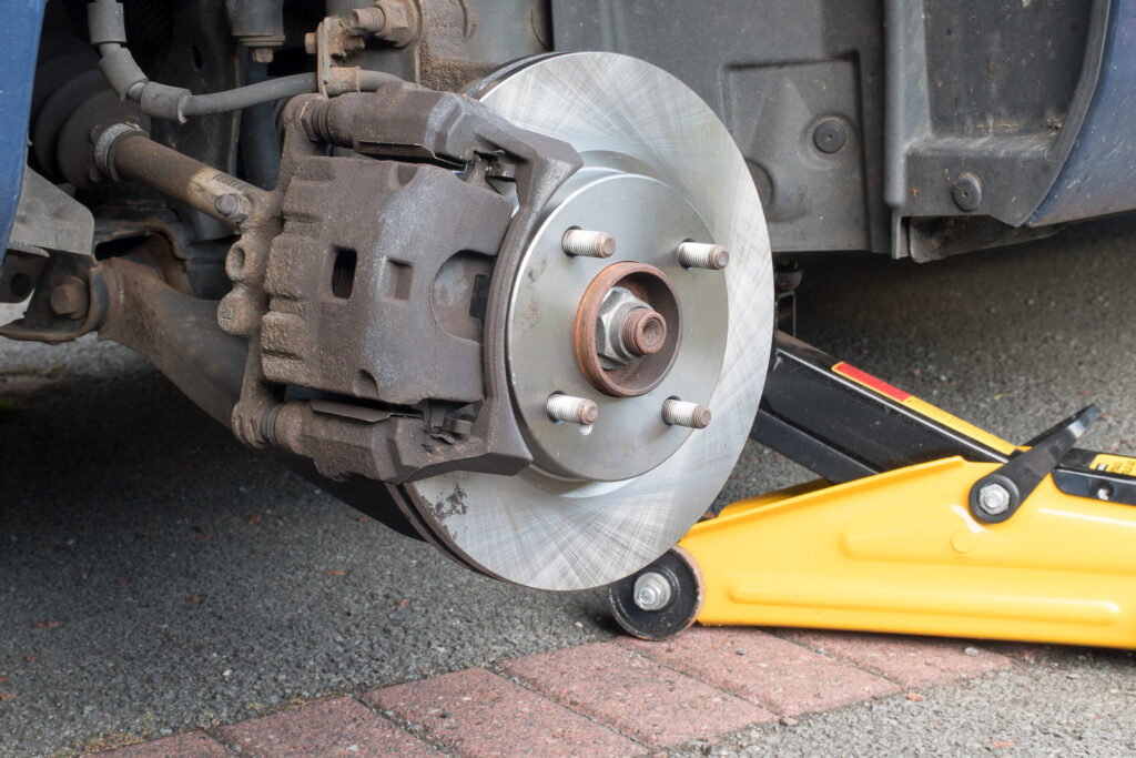 New disk brakes and rotors after being installed