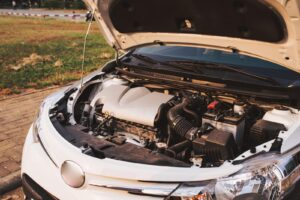 Open Hood of the Car the Engine