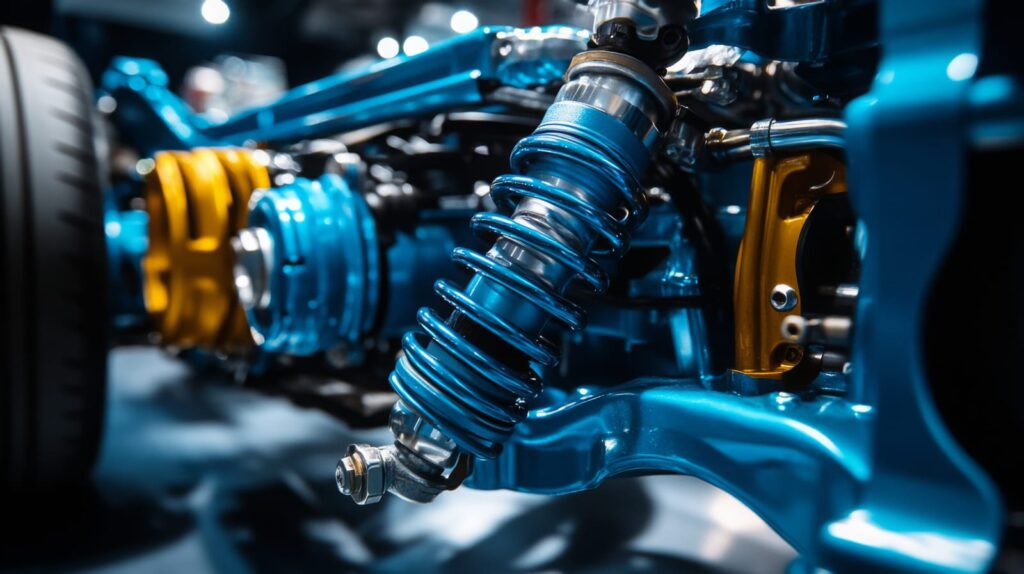 Close up of an automotive suspension system