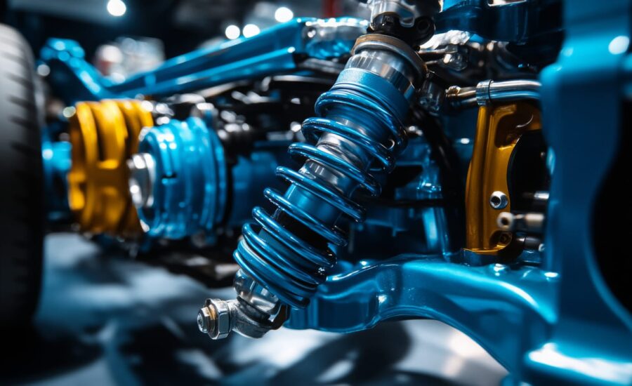Close up of an automotive suspension system