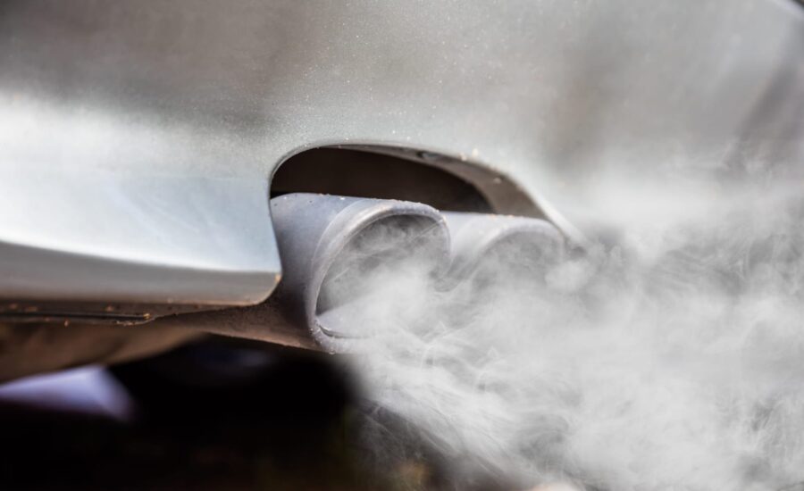 Exhaust smoke from a dual exhaust vehicle