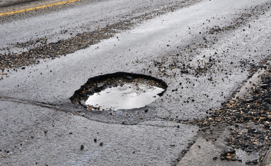 A large pothole on a Fredericksburg area road
