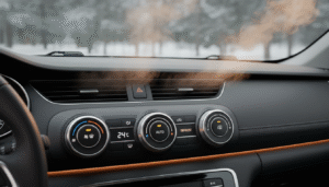 Car Heating System Controls and Defrost Vent Producing Warm Air Car heating system controls and defrost vent producing warm air