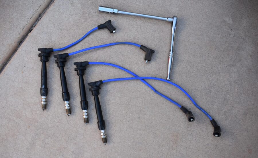Spark Plugs and Blue Plug Wires