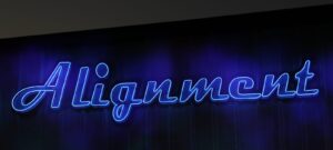 Vintage Blue Neon Alignment Sign