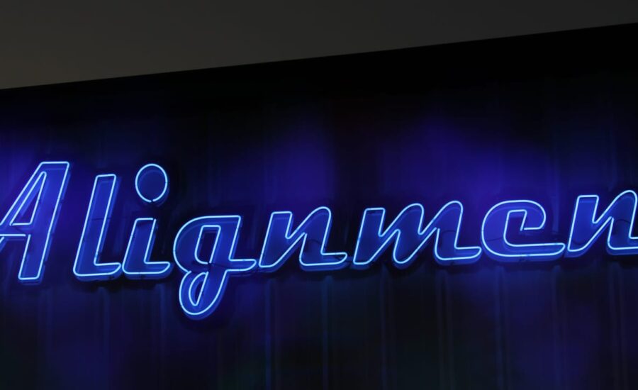 Vintage Blue Neon Alignment Sign