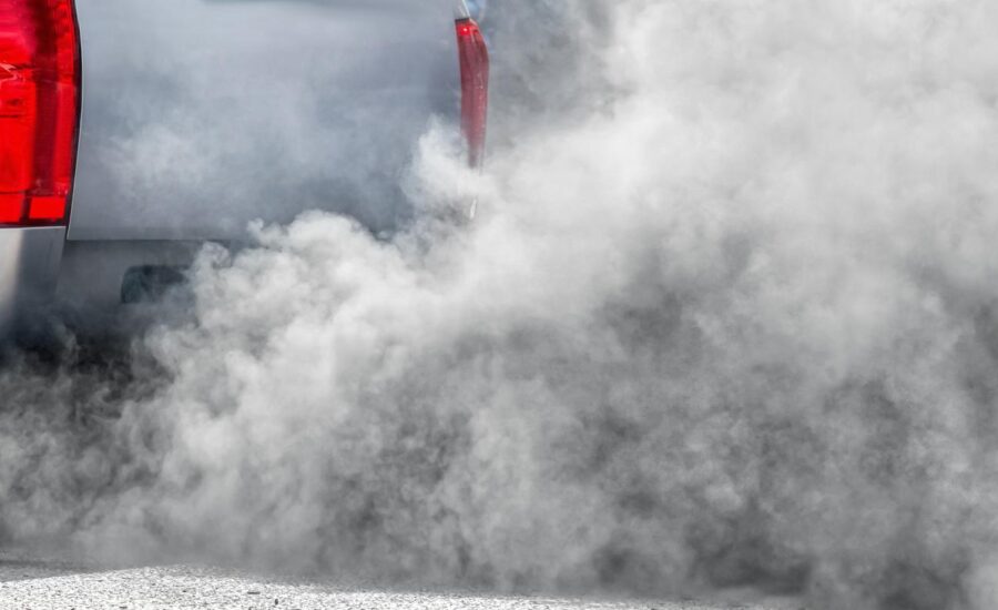 Air pollution from vehicle exhaust pipe