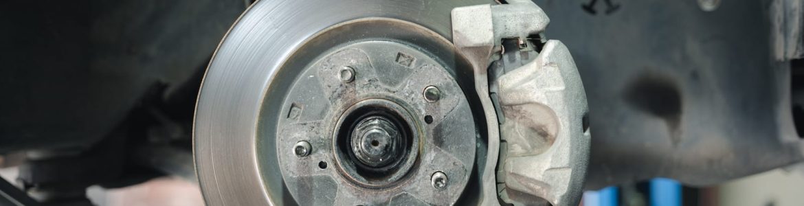 Brake system detail, high-performance caliper on car disc brakes