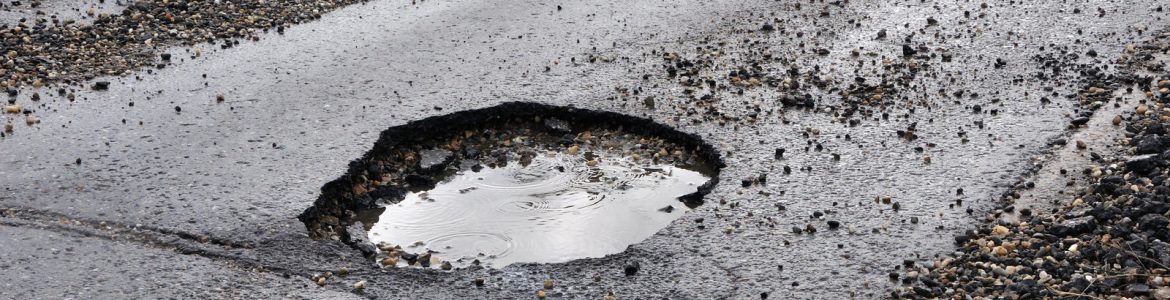 A large pothole on a Fredericksburg area road